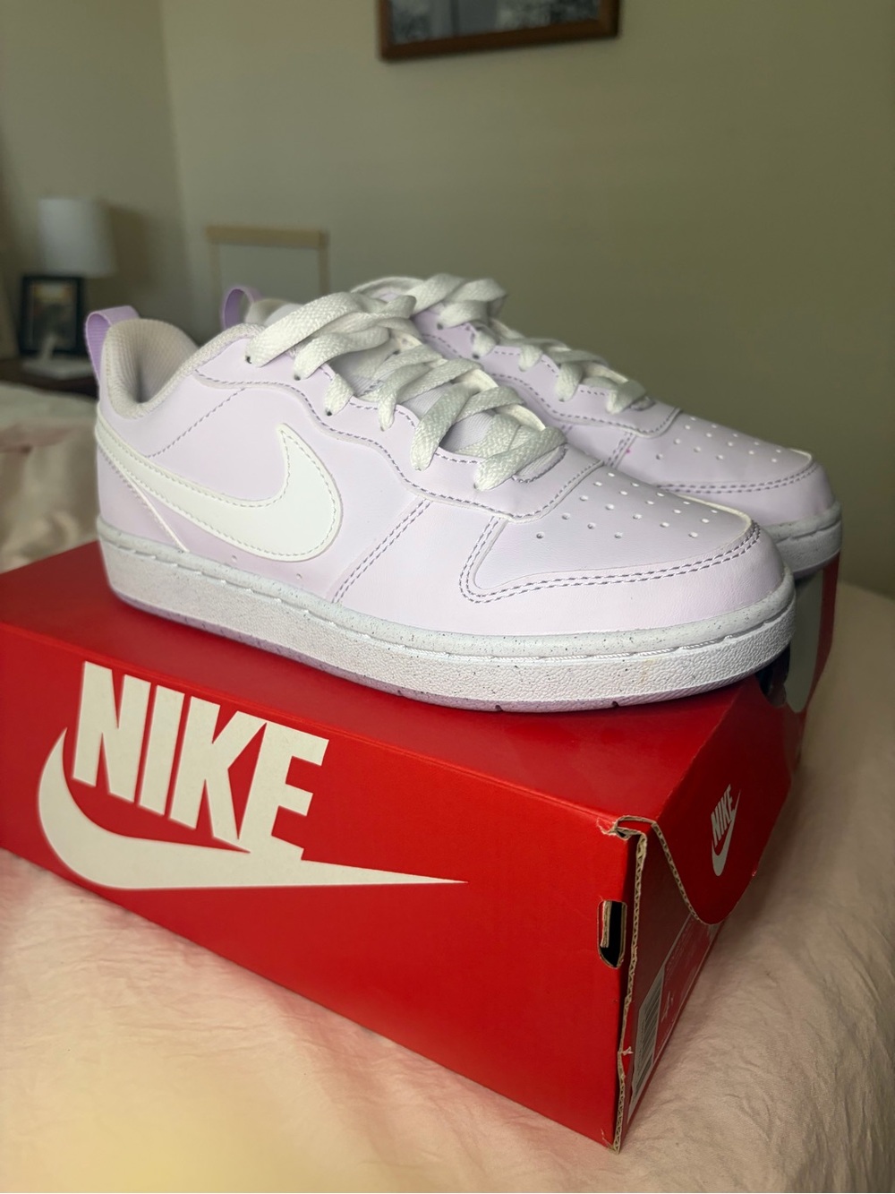Nike Kids Lilac Low-Top Sneakers with White Swoosh